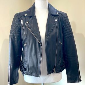 NWOT Allsaints Genuine Leather Papin Biker Moto Jacket US 6 UK 10 EU 38